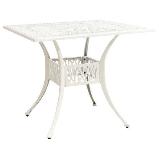 Vrtna miza bela 90x90x73 cm liti aluminij
