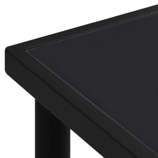 Vrtna miza s stekleno površino črna 150x90x74 cm jeklo
