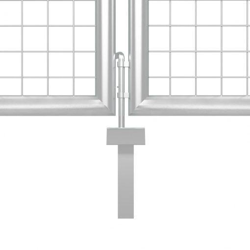 Vrtna vrata jeklena 400x75 cm srebrna