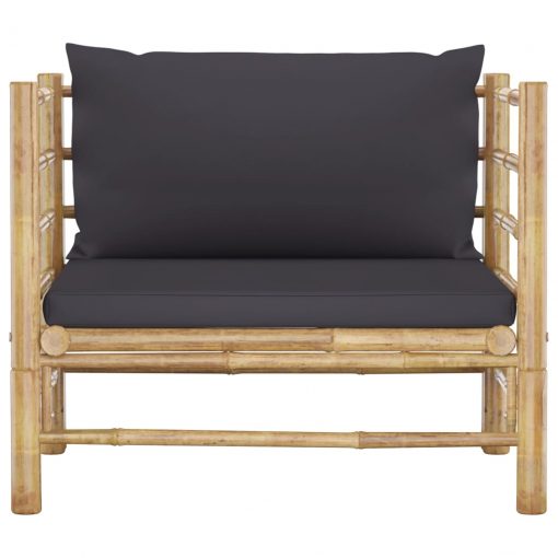 Vrtni kavč s temno sivimi blazinami bambus