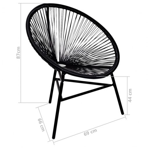 Vrtni stol ovalne oblike poli ratan črne barve