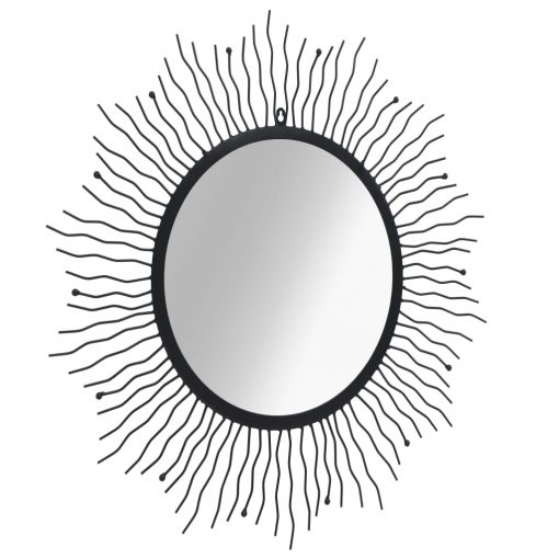 Vrtno stensko ogledalo sonce 80 cm črne barve