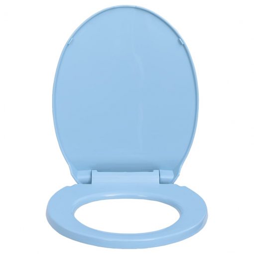 WC deska s počasnim zapiranjem modra ovalna