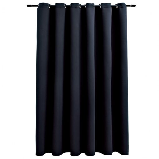 Zatemnitvena zavesa s kovinskimi obročki črna 290x245 cm