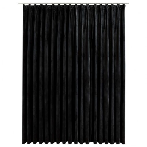 Zatemnitvena zavesa z obešali žametna črna 290x245 cm