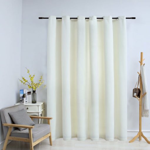 Zatemnitvena zavesa z obročki žametna krem 290x245 cm