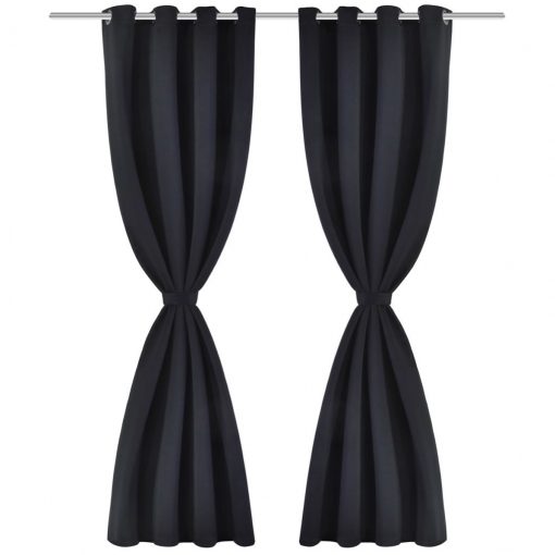 Zatemnitvene zavese 2 kosa z obročki 135x175 cm črne barve