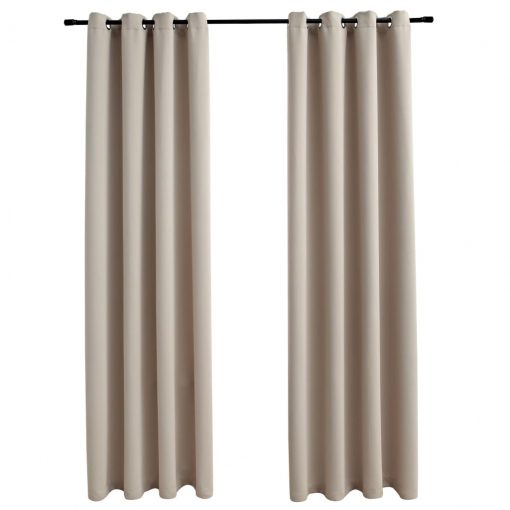 Zatemnitvene zavese s kovinskimi obročki 2 kosa bež 140x175 cm