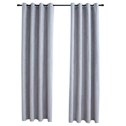 Zatemnitvene zavese s kovinskimi obročki 2 kosa sive 140x245 cm