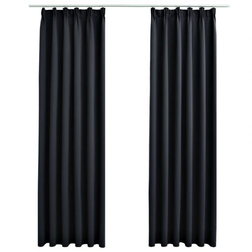 Zatemnitvene zavese z obešali 2 kosa črne 140x175 cm