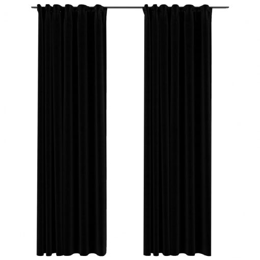 Zatemnitvene zavese z obešali 2 kosa črne 140x245 cm