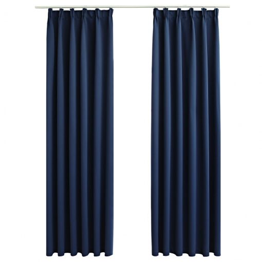 Zatemnitvene zavese z obešali 2 kosa modre 140x175 cm