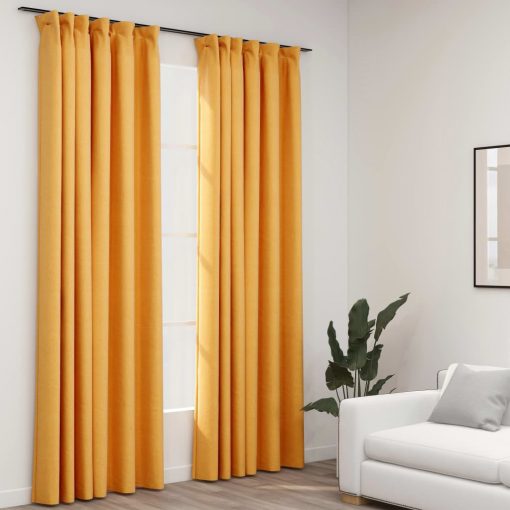 Zatemnitvene zavese z obešali 2 kosa rumene 140x245 cm