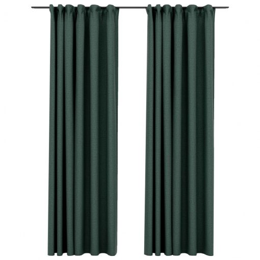 Zatemnitvene zavese z obešali 2 kosa zelene 140x225 cm