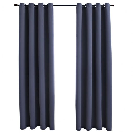 Zatemnitvene zavese z obročki 2 kosa antracitne 140x225 cm