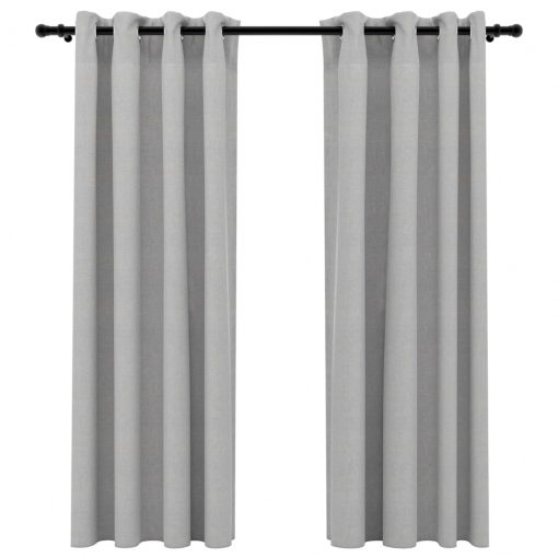 Zatemnitvene zavese z obročki 2 kosa sive 140x175 cm