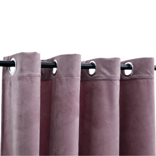 Zatemnitvene zavese z obročki 2 kosa žamet roza 140x175 cm