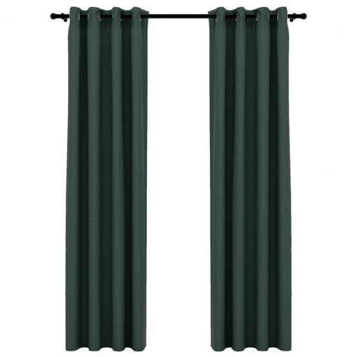 Zatemnitvene zavese z obročki 2 kosa zelene 140x245 cm