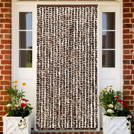 Zavesa proti mrčesu rjava in bela 56x185 cm šenilja