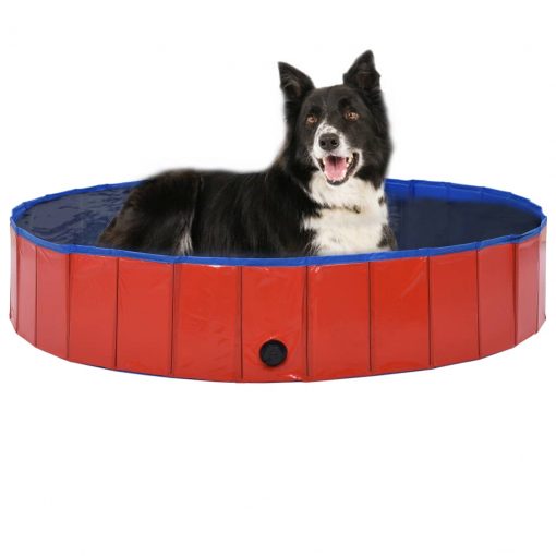 Zložljiv bazen za pse rdeč 160x30 cm PVC
