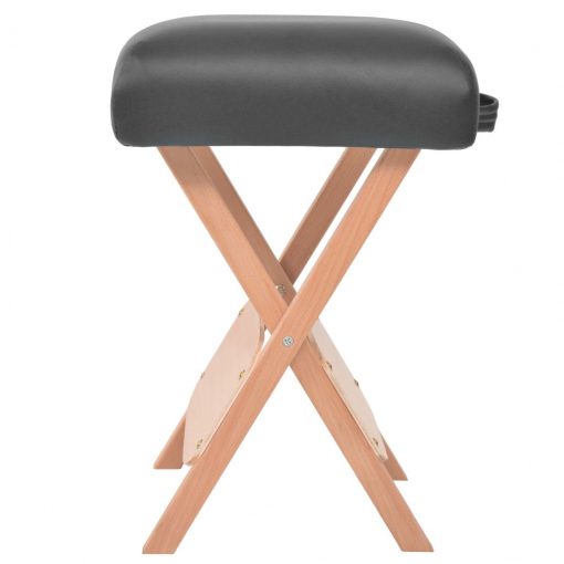 Zložljiv masažni stolček z 12 cm debelim sedežem črn