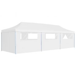 Zložljiv pop-up šotor za zabave z 8 stranicami 3x9 m bel
