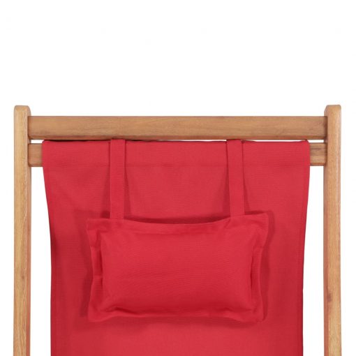 Zložljiv stol za na plažo blago in lesen okvir rdeče barve