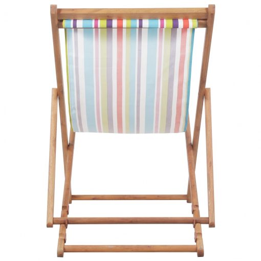 Zložljiv stol za na plažo blago in lesen okvir večbarven