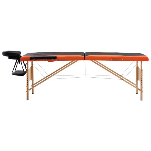 Zložljiva masažna miza 2-conska les črna in oranžna