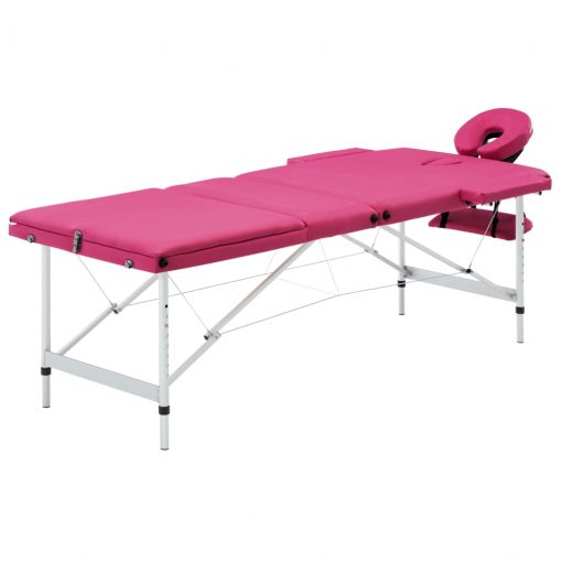 Zložljiva masažna miza 3-conska aluminij roza