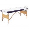 Zložljiva masažna miza 3-conska les bela in vijolična
