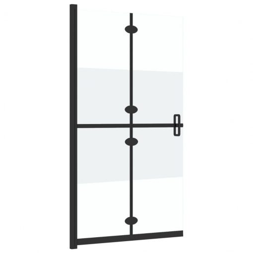 Zložljiva pregrada za tuš delno mlečno ESG steklo 80x190 cm