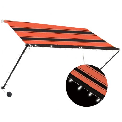 Zložljiva tenda z LED lučmi 250x150 cm oranžna in rjava