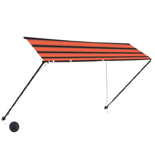 Zložljiva tenda z LED lučmi 300x150 cm oranžna in rjava