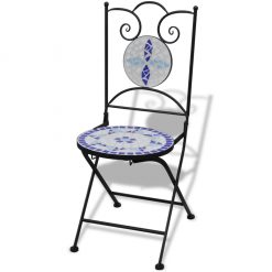 Zložljivi bistro stoli 2 kosa keramika modre in bele barve