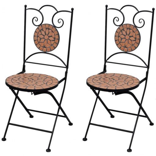 Zložljivi bistro stoli 2 kosa keramika terakota