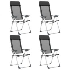 Zložljivi stoli za kampiranje 4 kosi črne barve aluminij