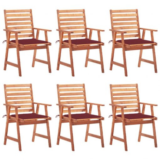 Zunanji jedilni stoli 6 kosov z blazinami trden akacijev les