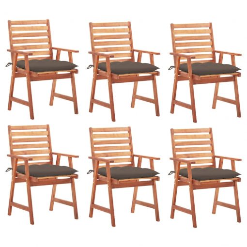 Zunanji jedilni stoli 6 kosov z blazinami trden akacijev les