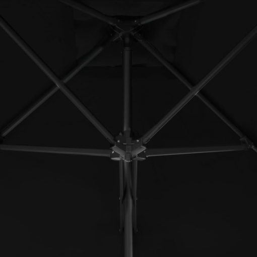 Zunanji senčnik z jeklenim drogom črn 250x250x230 cm