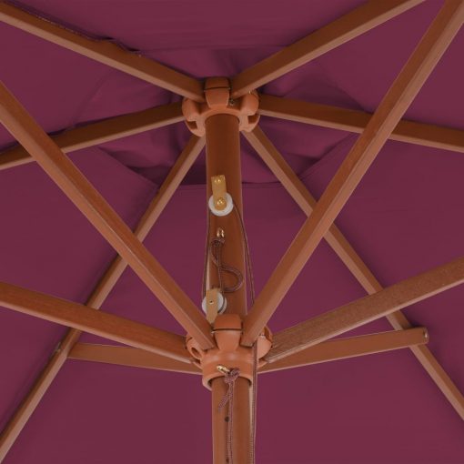 Zunanji senčnik z lesenim drogom 270 cm bordo rdeč