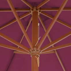 Zunanji senčnik z lesenim drogom 300 cm bordo rdeč