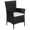 Zunanji stol in stolček z blazinami poli ratan črne barve