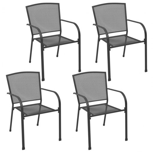 Zunanji stoli 4 kosi mrežast dizajn antracitno jeklo