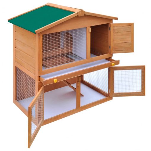 Zunanji zajčnik / hišica za male živali s 3 vrati iz lesa