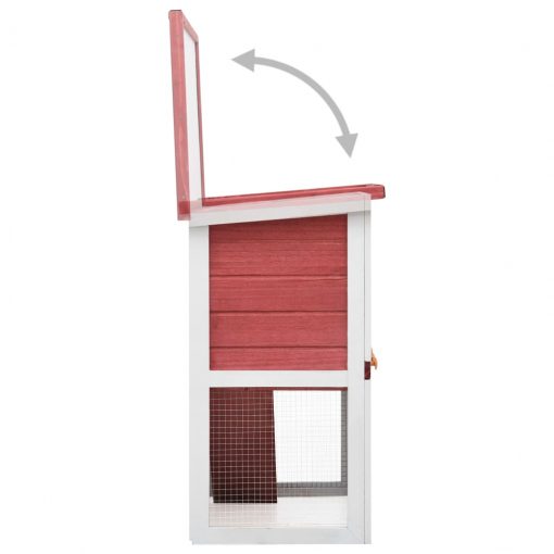 Zunanji zajčnik z 1 vrati rdeč lesen