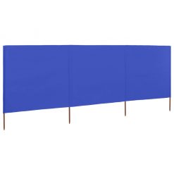 vidaLX 3-panelni vetrobran tkanina 400x160 cm sinje moder