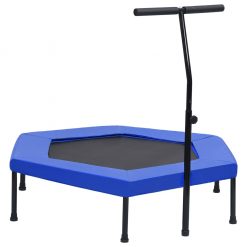 Fitnes trampolin z ročajem in varnostno oblogo šestkoten 122 cm