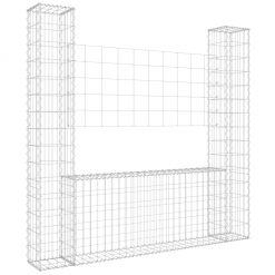 Gabion košara U-oblike z 2 stebroma železo 140x20x150 cm