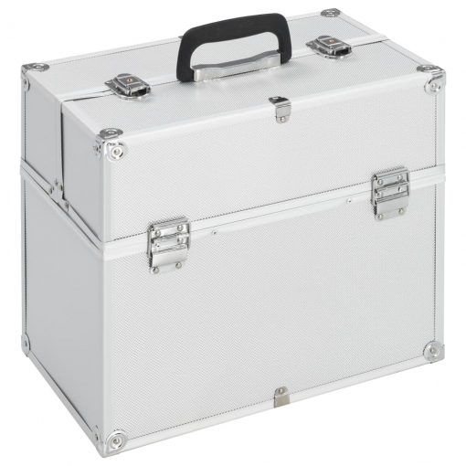 Kovček za ličila 37x24x35 cm srebrn aluminij